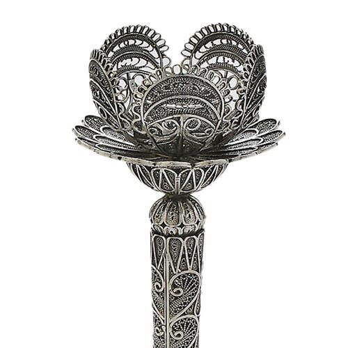 Sterling Silver Large Filigree Flower Candle Holders - Image 2