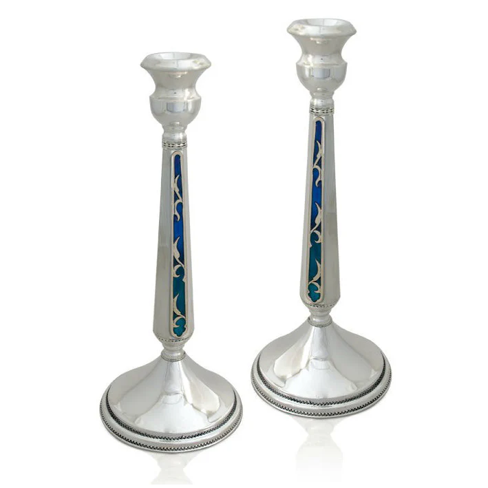 Talia Embellished Sterling Silver Candlesticks