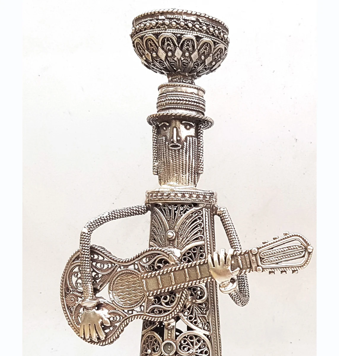 Hasidic Musicians Sterling Silver Candlesticks - Image 3