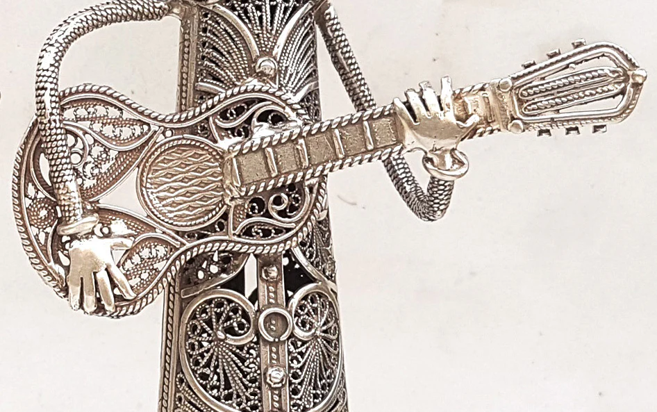 Hasidic Musicians Sterling Silver Candlesticks - Image 4