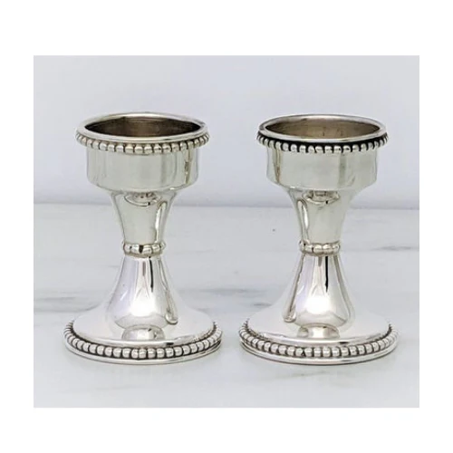 Sterling Silver Beaded Candlesticks for Tealights - Image 3
