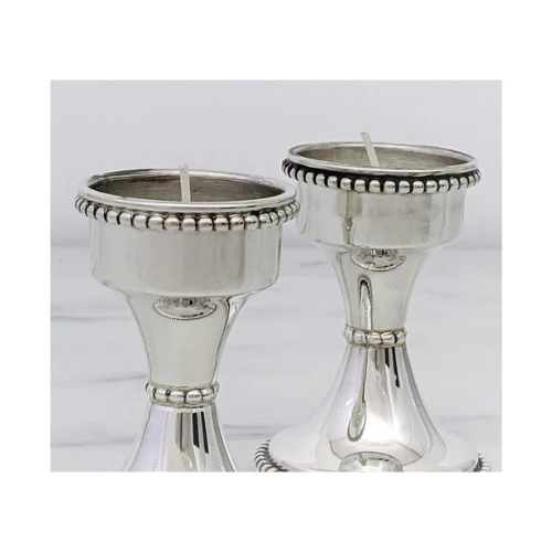 Sterling Silver Beaded Candlesticks for Tealights - Image 5