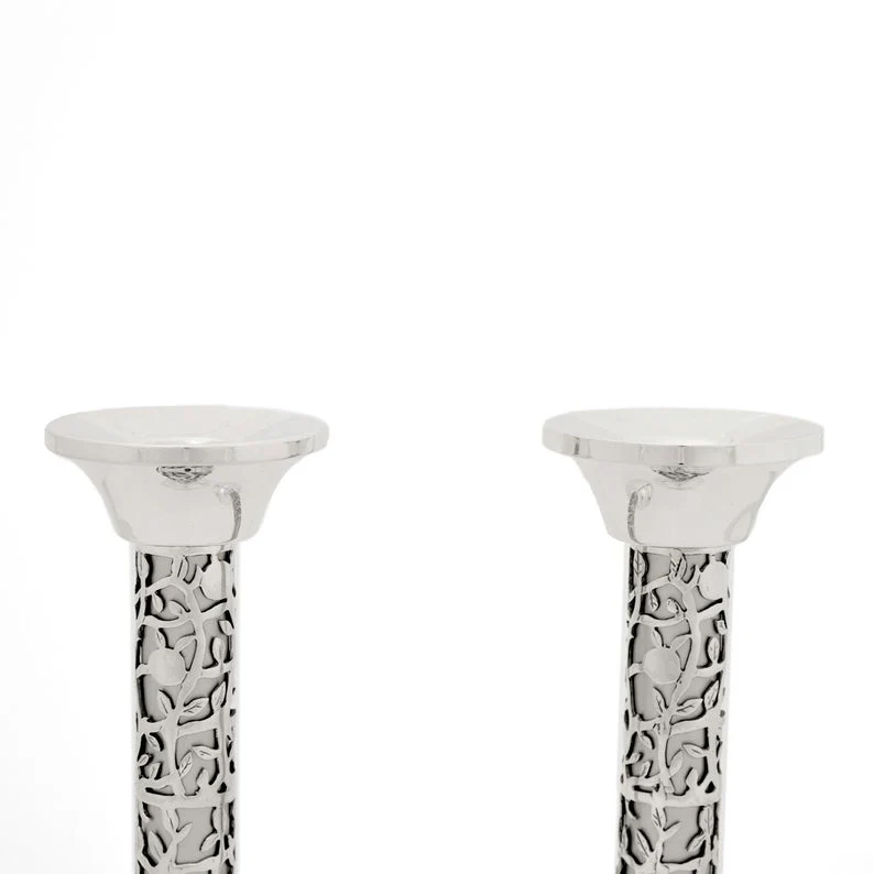 Sterling Silver Tall Purple Floral Candlesticks - Image 4