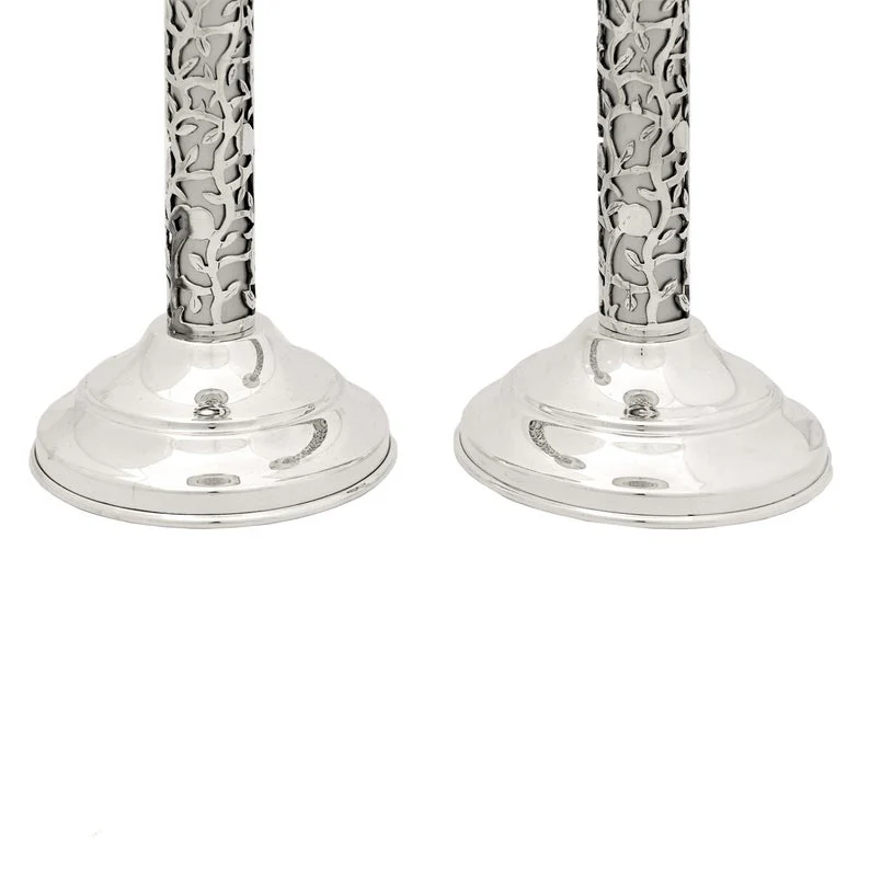 Sterling Silver Tall Purple Floral Candlesticks - Image 5