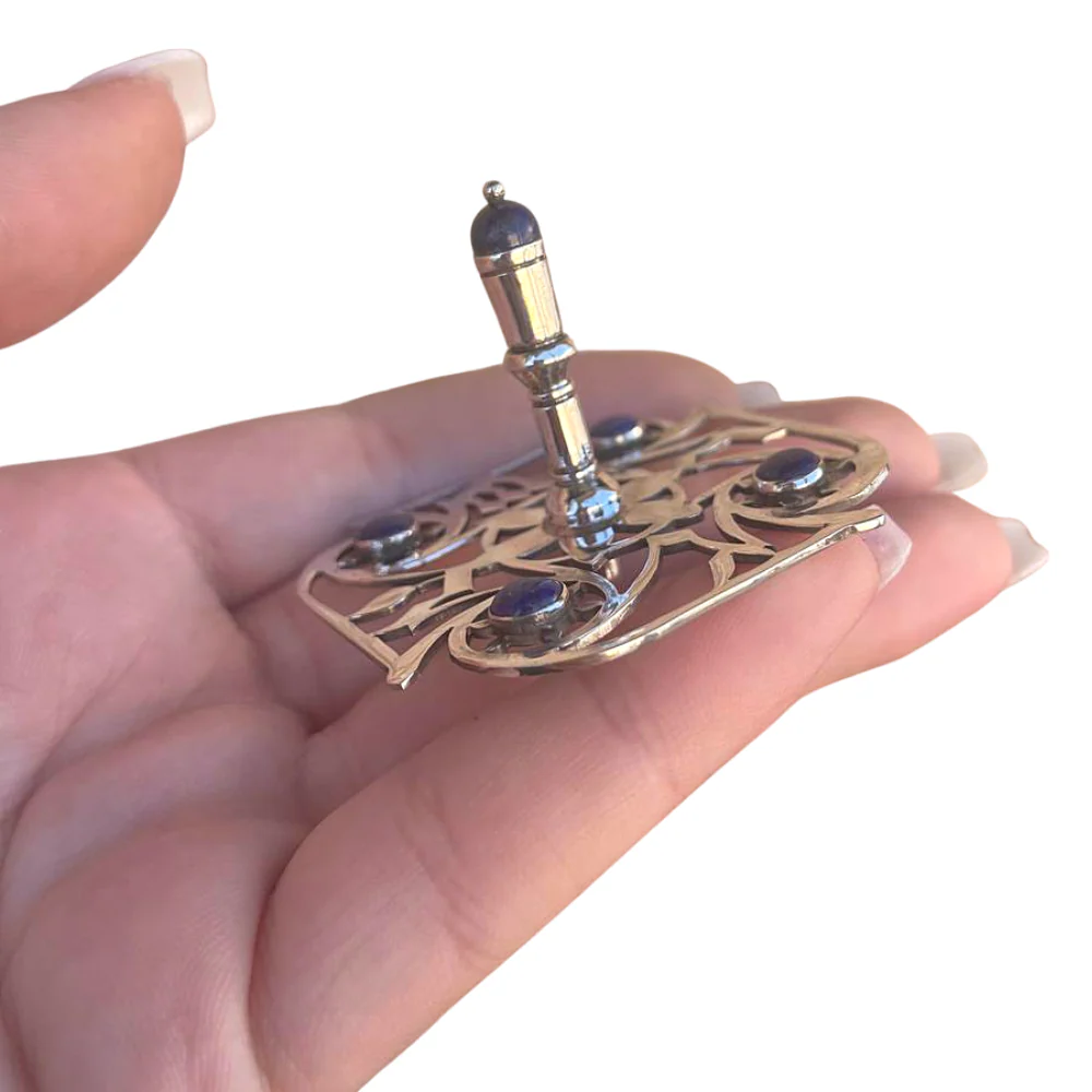 Contemporary Sterling Silver Gemstone Dreidel - Image 4