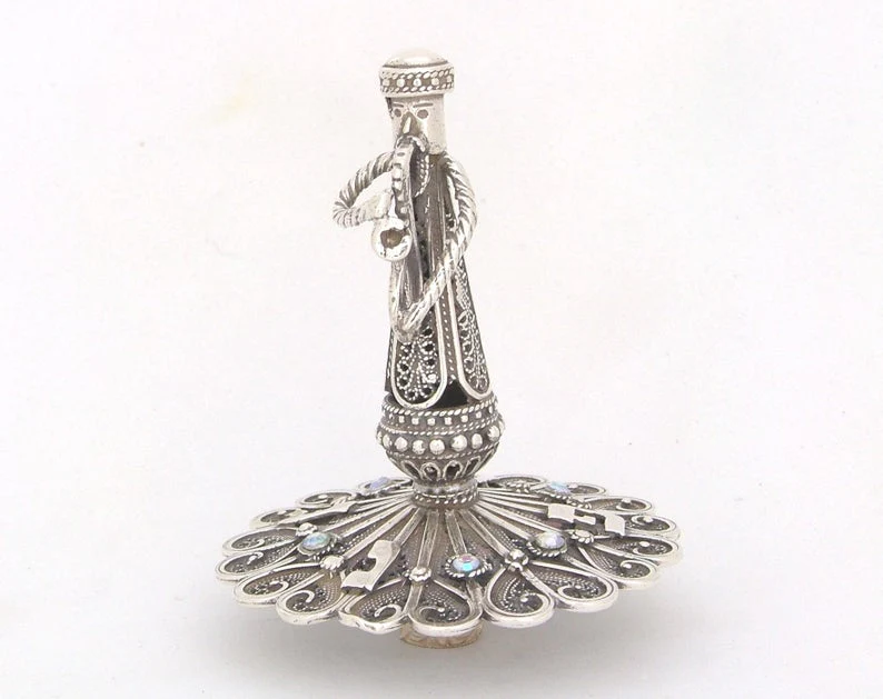 Sterling Silver Klezmer Dreidel with Filigree Work - Image 2