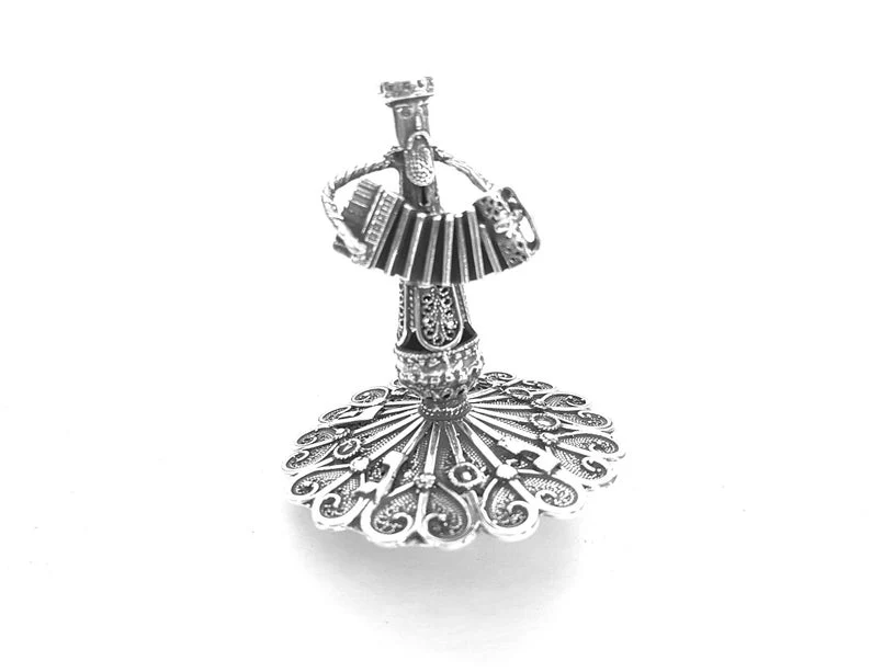 Sterling Silver Klezmer Dreidel with Filigree Work - Image 5
