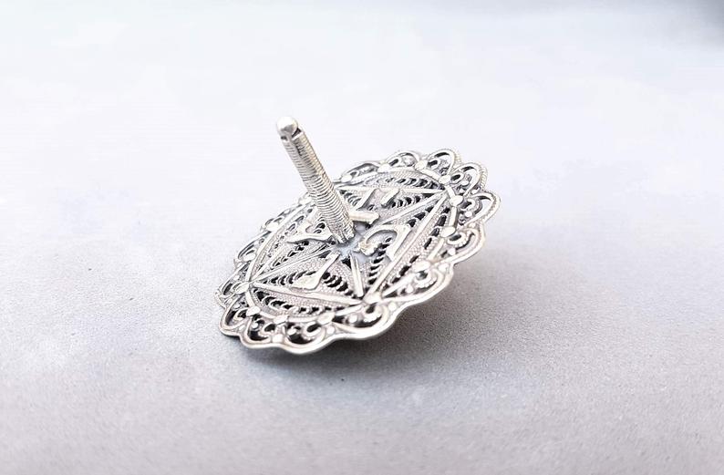Sterling Silver Disc Filigree Dreidel - Image 5