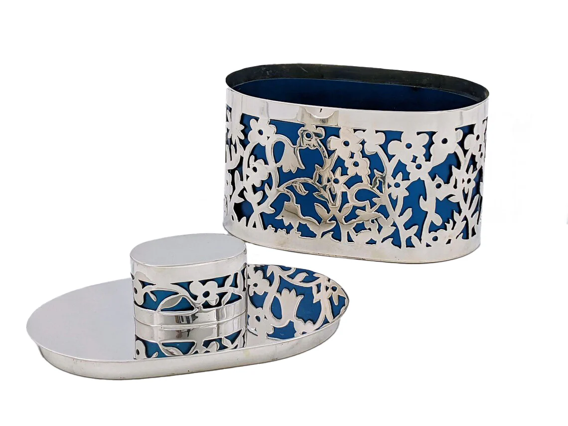 Floral Sterling Silver Etrog Box - Choice of 2 colors - Image 3