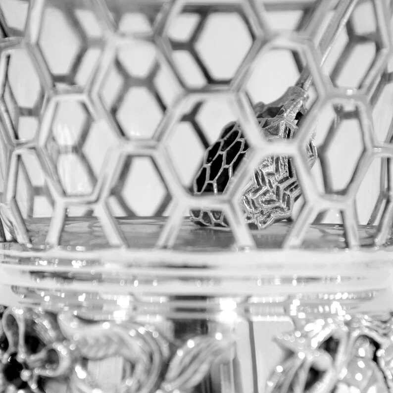 Sterling Silver Crown Beehive Honey Dish - Image 5