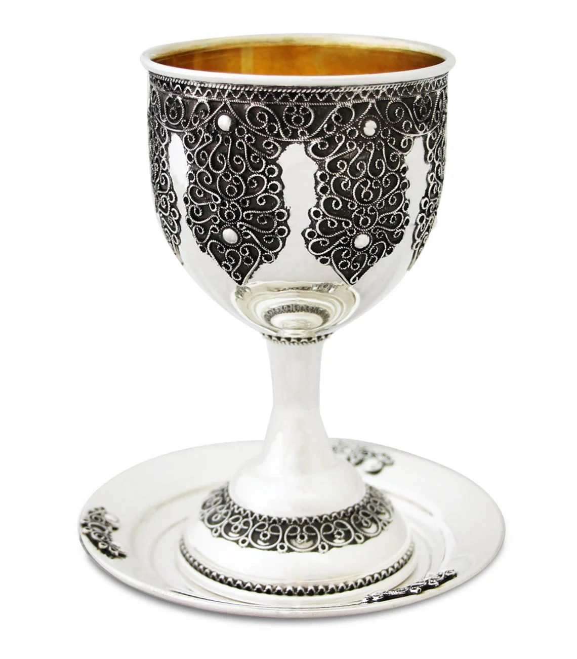 Kiddush Cup - Luria Filigree Embellished Silver - Image 5