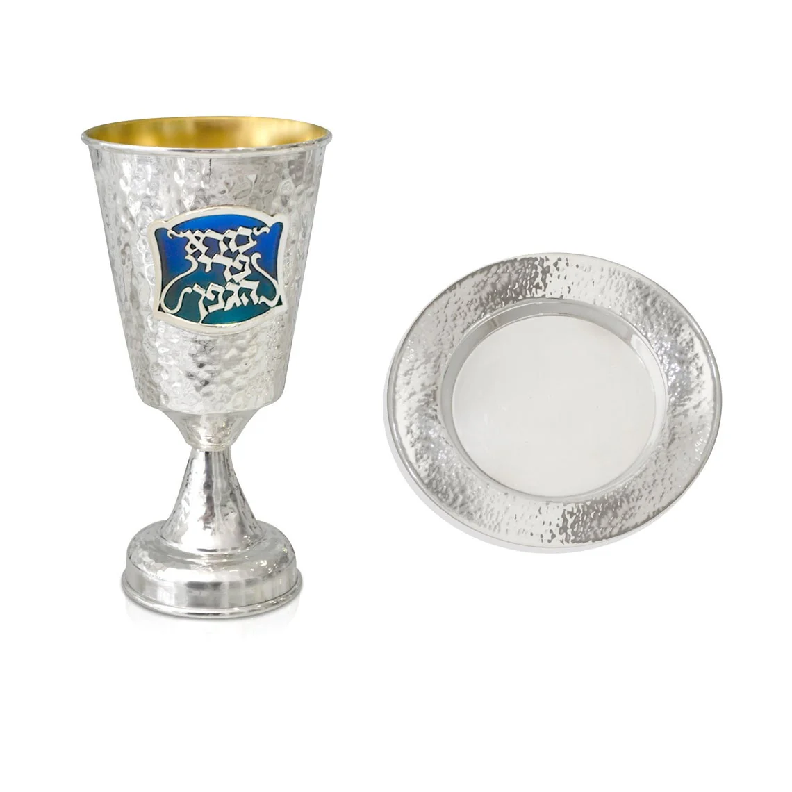 Dvir Hammered Silver Enamel Kiddush Cup - Image 4
