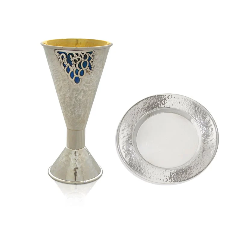 Natan Hammered Silver Enamel Kiddush Cup - Image 3
