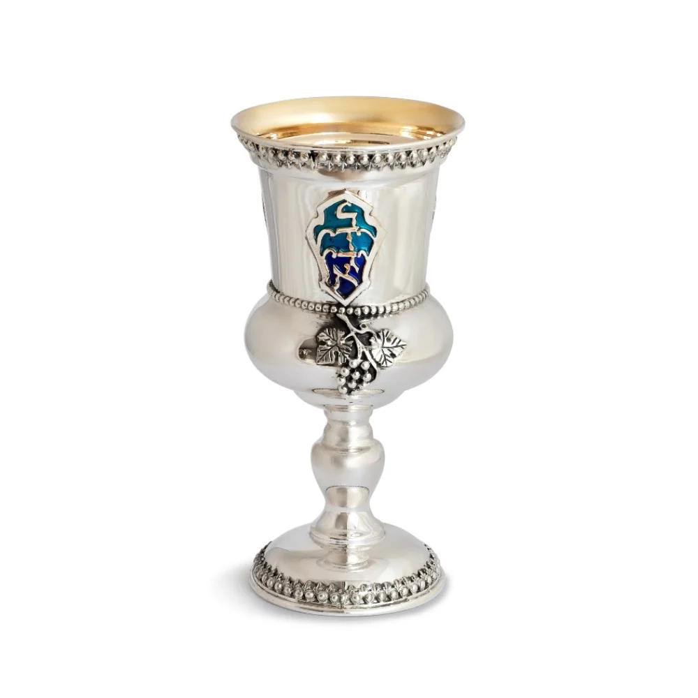 Adam Sterling Silver Enamel Kiddush Cup