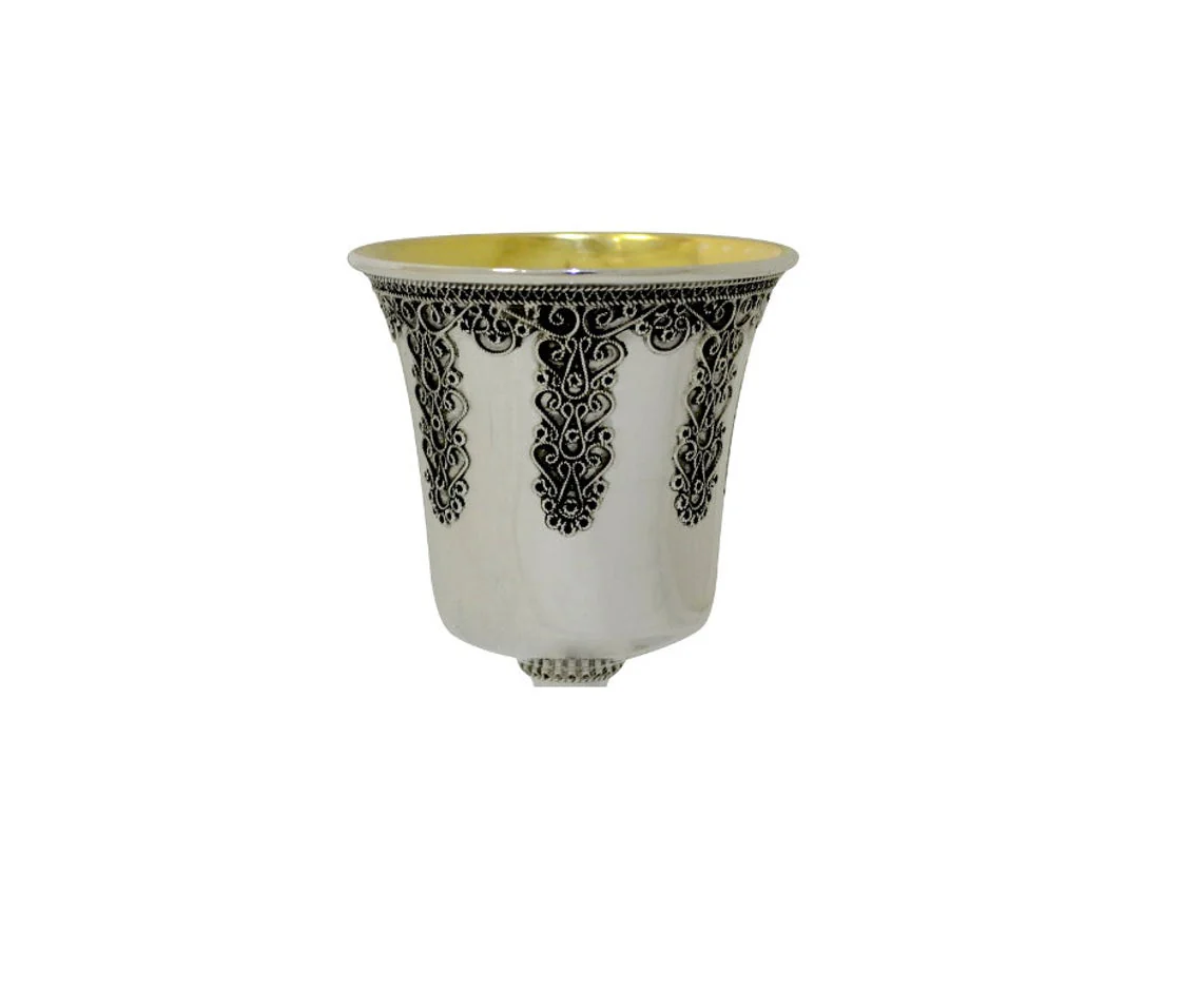 Yaniv Embellished Silver Kiddush Cup - Image 2