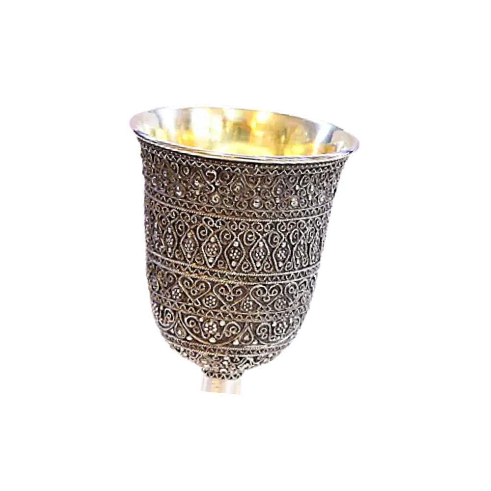 Sterling Silver Kiddush Cup in Full Filigree - Image 3