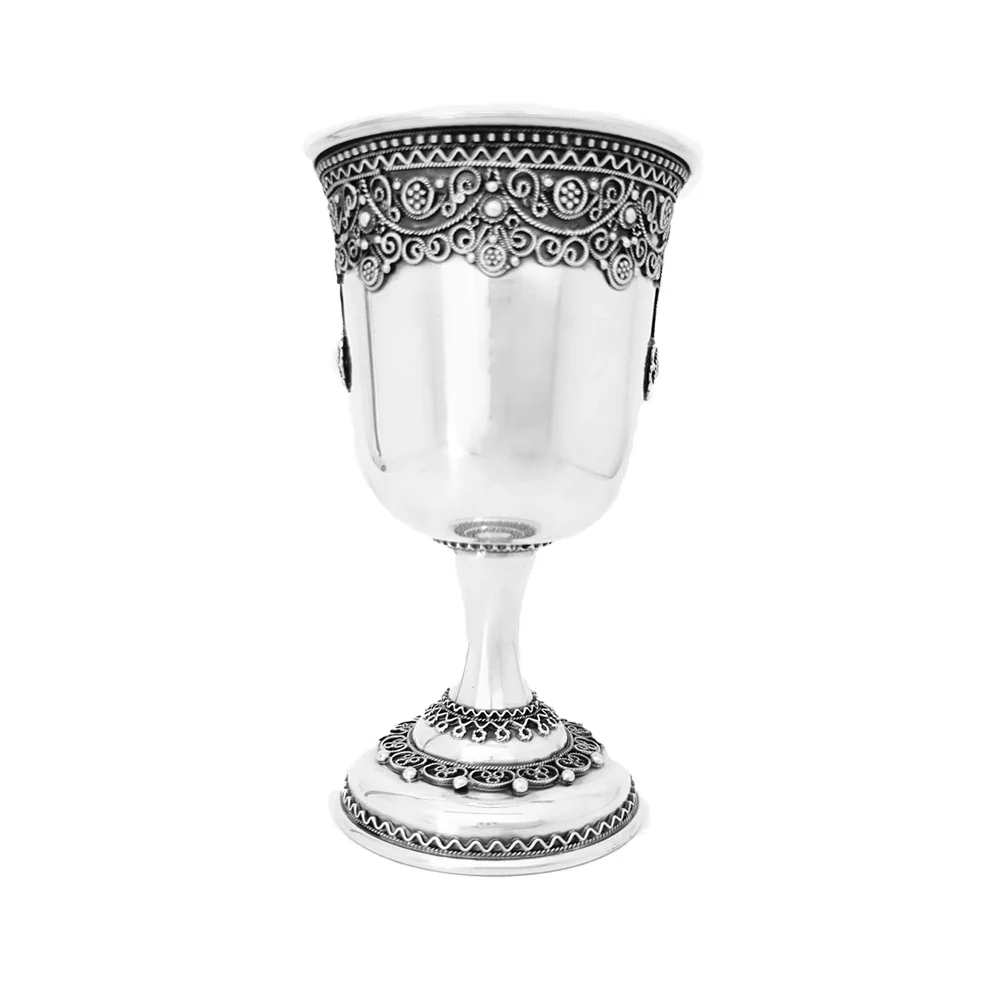 Sterling Silver Kiddush Cup in Medium Filigree - Image 4