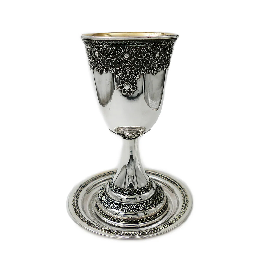 Silver Filigree Kiddush Cup - Elegant Sterling - Image 4