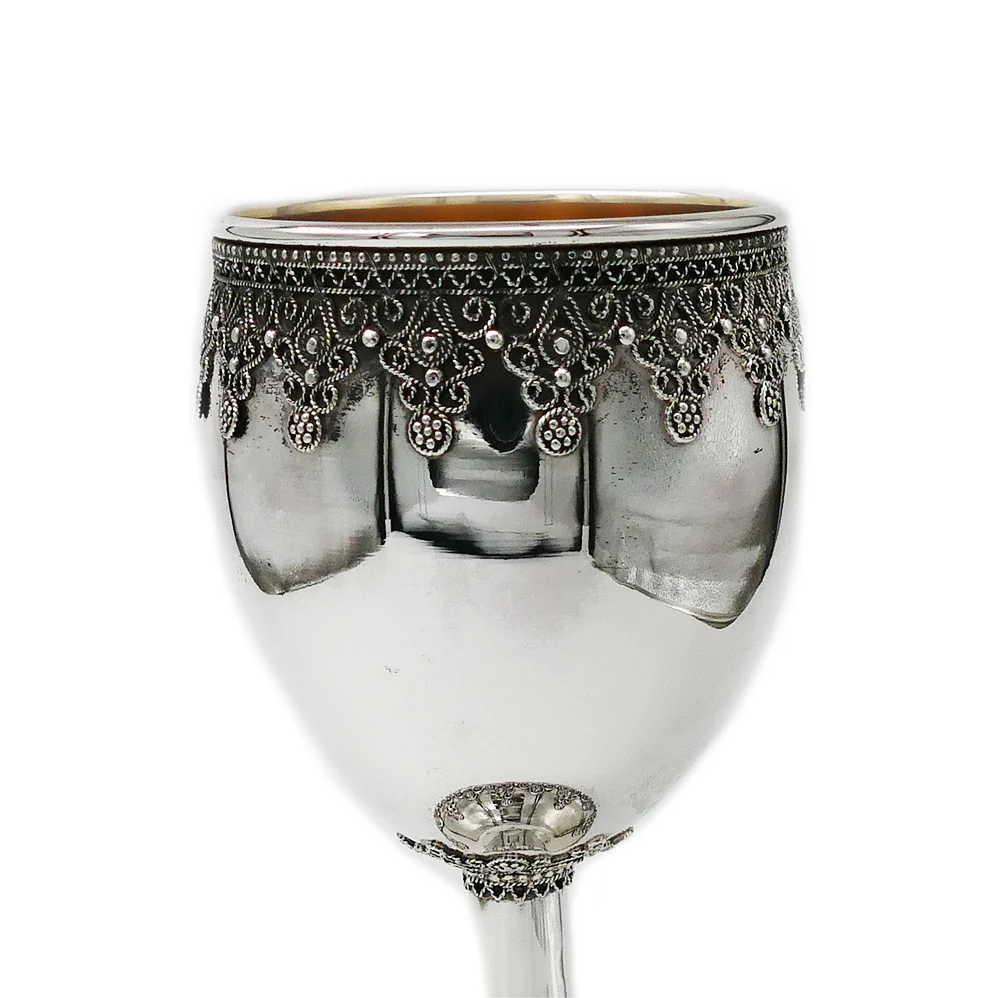 Sterling Silver Filigree Stem Kiddush Cup - Image 2