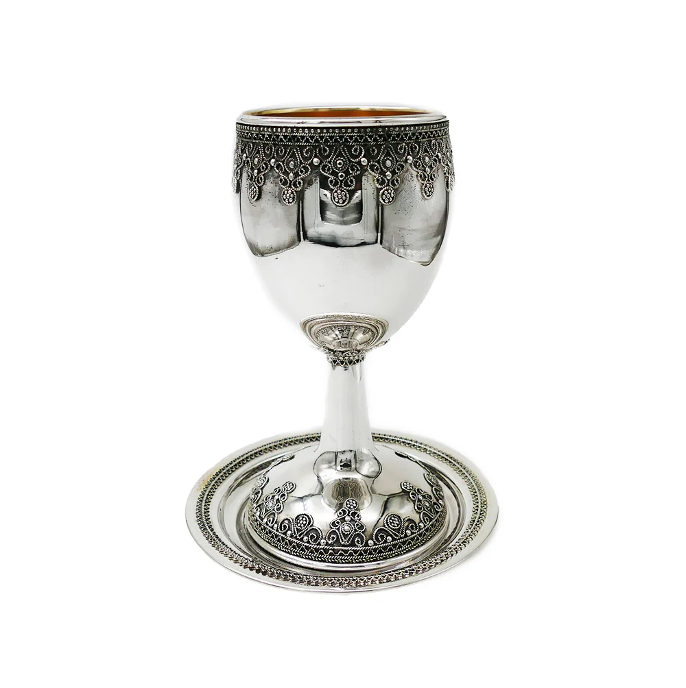 Sterling Silver Filigree Stem Kiddush Cup - Image 4