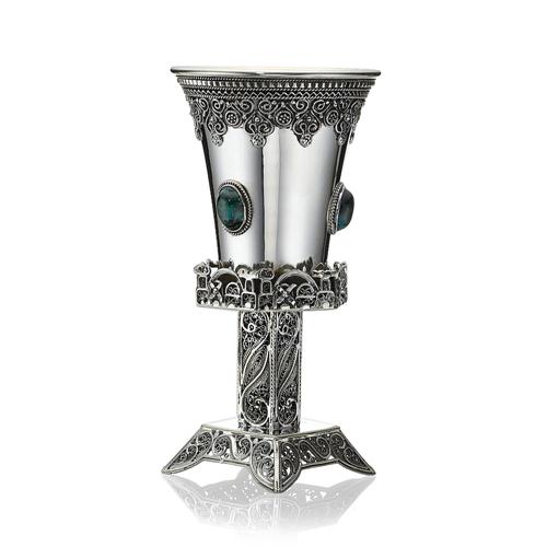 Eilat Stone-encrusted Hexagon in Sterling Silver