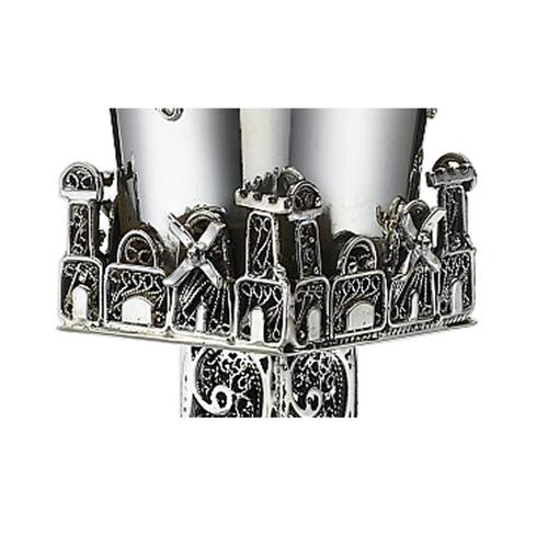 Kiddush Cup - Jerusalem Skyline Eilat Stone Sterling Silver Square - Image 2