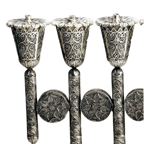 Sterling Silver Menorah with Filigree Discs - Image 3