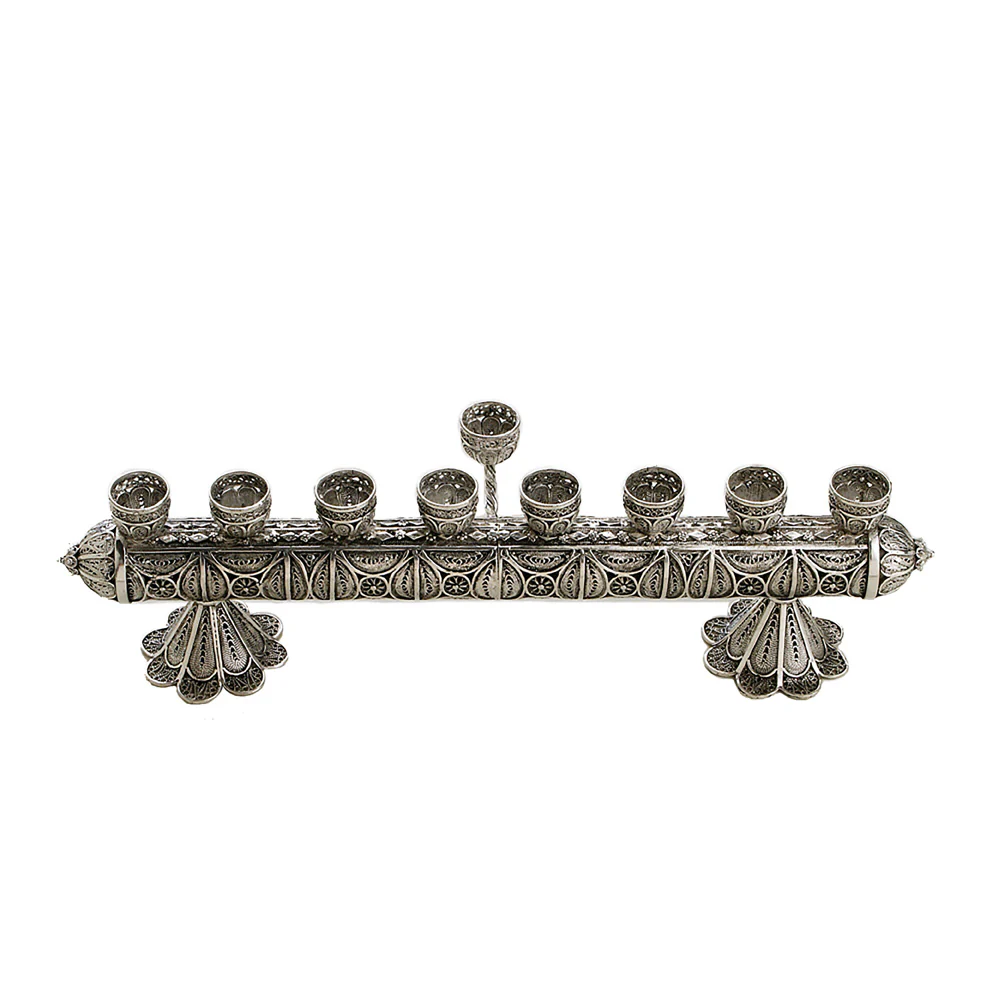 Intricate Sterling Silver Hanukkah Menorah