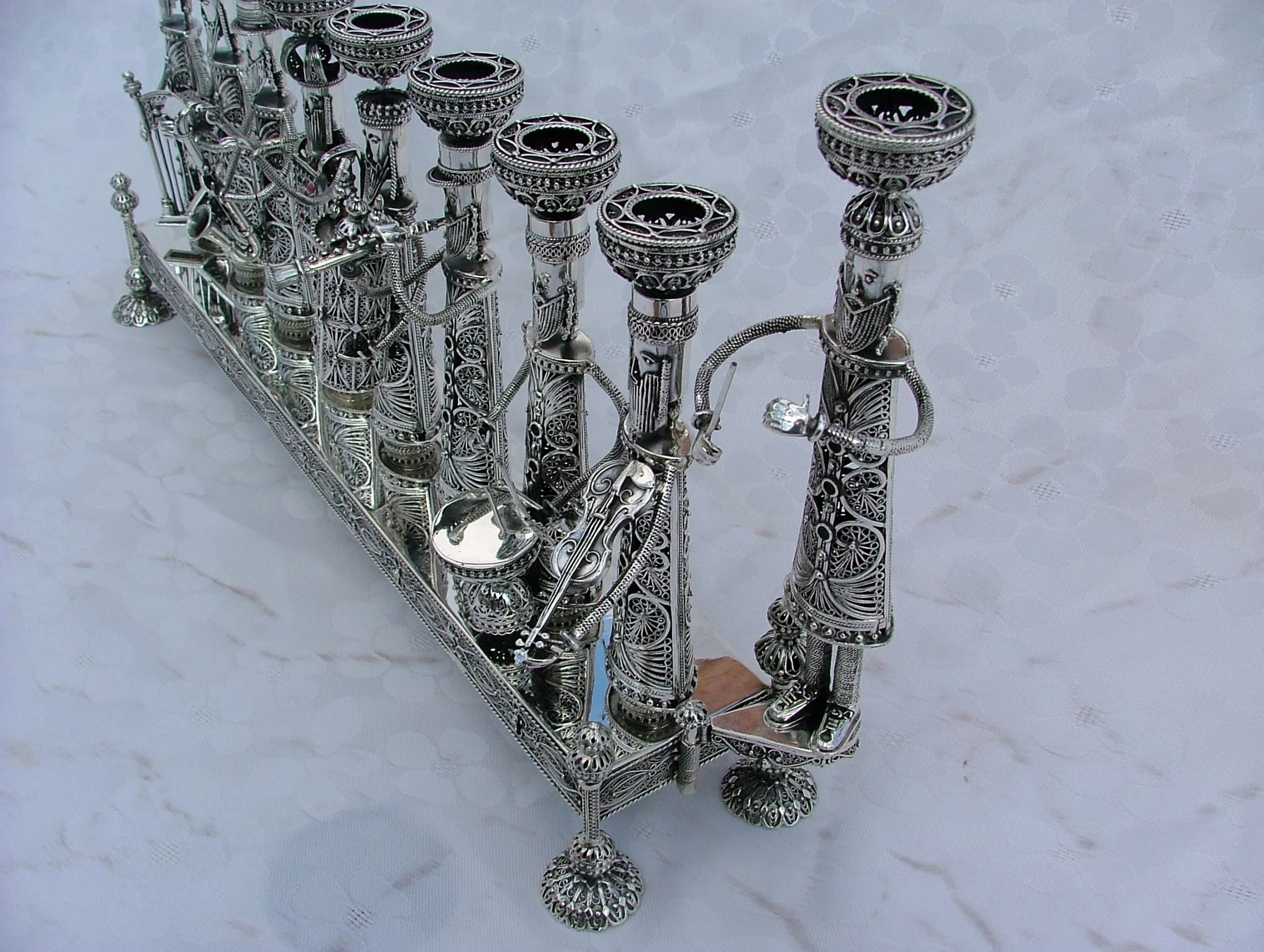 Silver Menorah with Klezmer Musicians - Large Size - Image 8