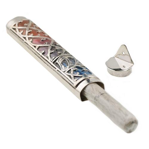 Enamel Multicolored Sterling Silver Mezuzah Case - Image 2