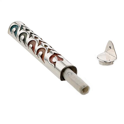 Silver Enamel Colored Mezuzah Case - Image 2