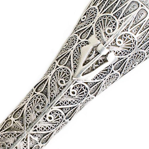Silver Filigree Curved Mezuzah Case - Image 4