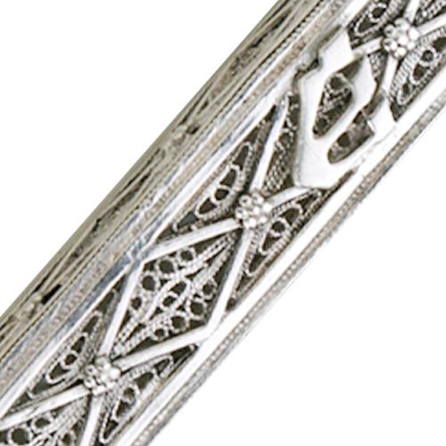 Sterling Silver Rectangular Filigree Mezuzah - Image 2