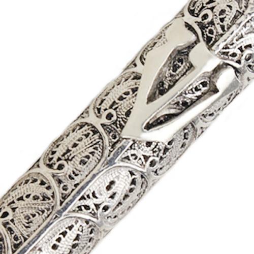 Sterling Silver Filigree Round Mezuzah - Image 4
