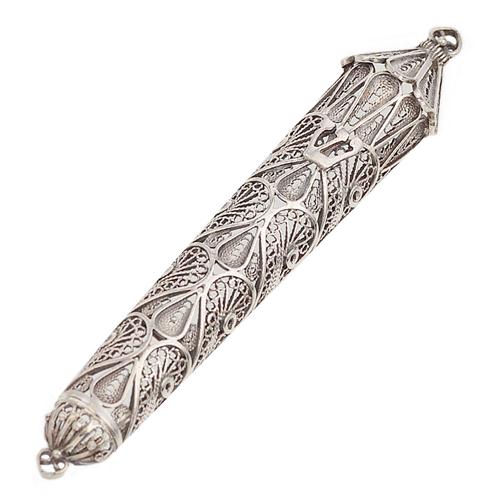 Silver Filigree Cone Shaped Mezuzah