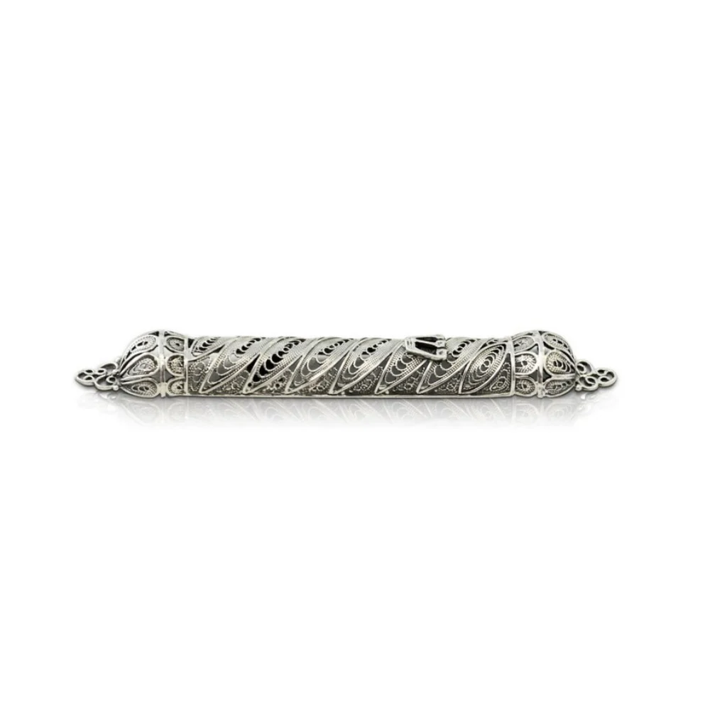 Filigree Silver Round Mezuzah Case - Image 2