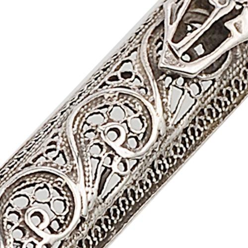 Sterling Silver Filigree Triangular Mezuzah Case - Image 2