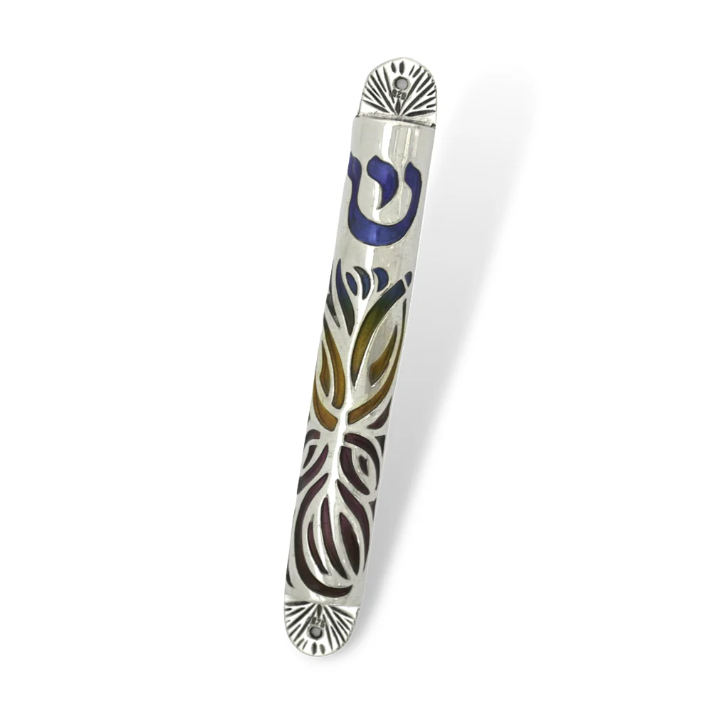 Mezuzah Case in Sterling Silver with Enamel Detailing - Image 3