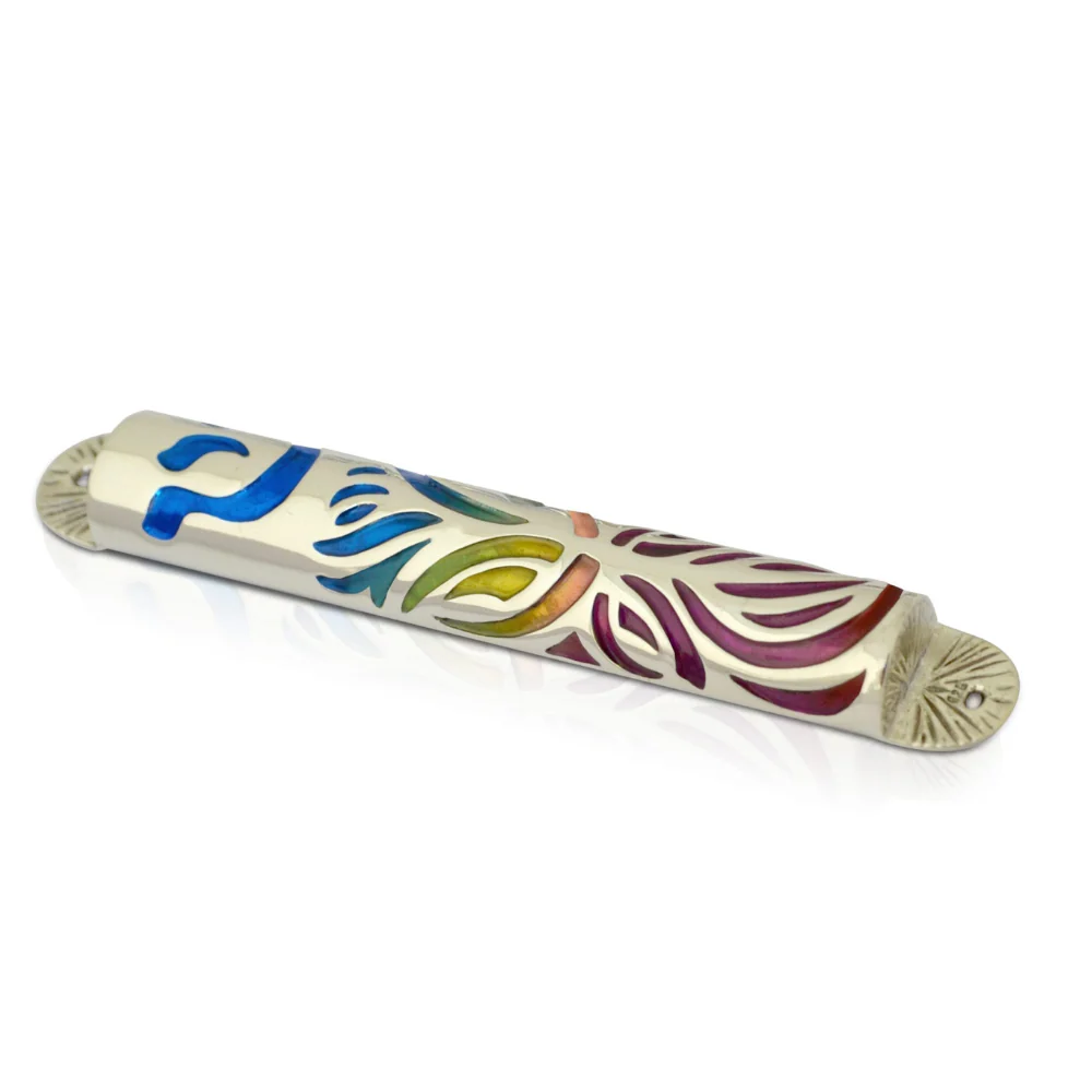 Mezuzah Case in Sterling Silver with Enamel Detailing - Image 4