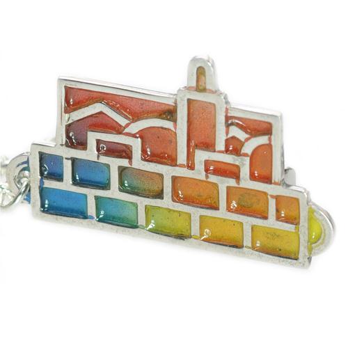 Enamel Multicolored Jerusalem Skyline Silver Tallit Clips - Image 2