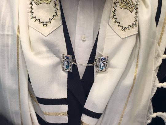 Enamel Multicolored Mezuzah Style Silver Tallit Clips - Image 5