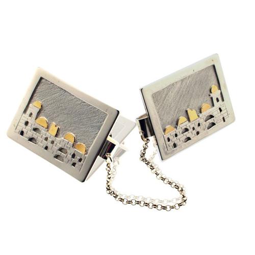 Jerusalem Tallit Clips in Silver and Gold
