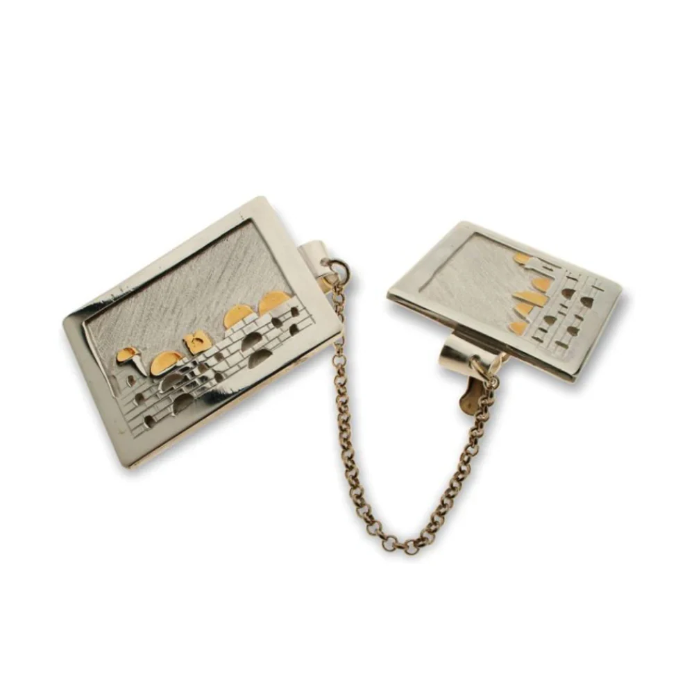 Jerusalem Tallit Clips in Silver and Gold - Image 2