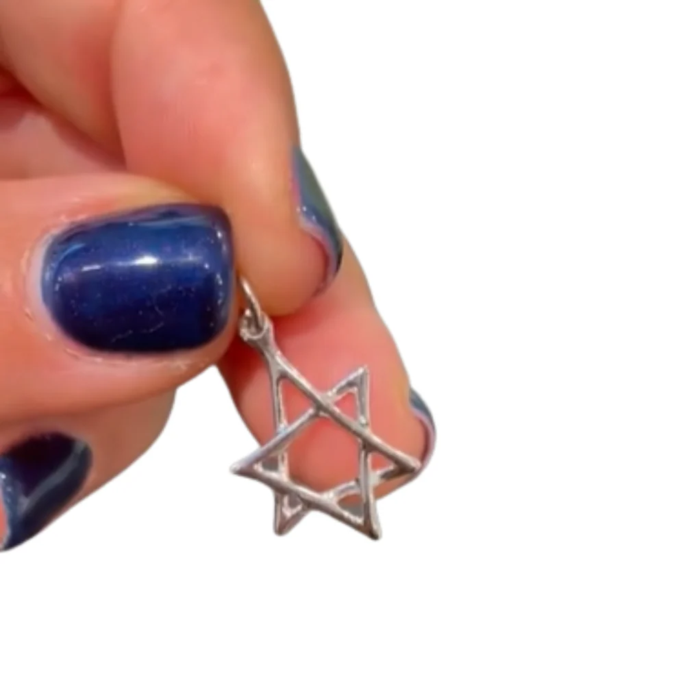 14k Gold Scrawled Star of David Pendant - Image 4