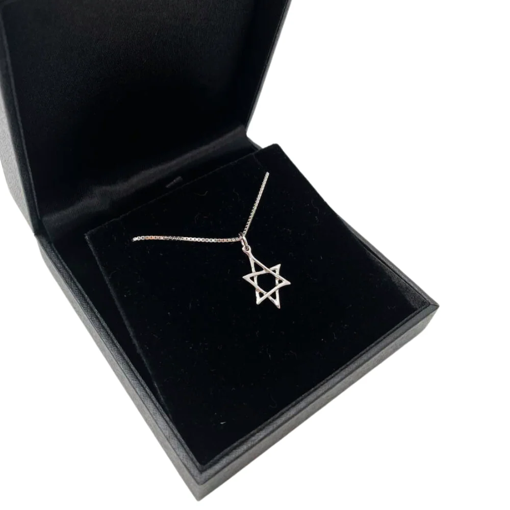 14k Gold Scrawled Star of David Pendant - Image 5