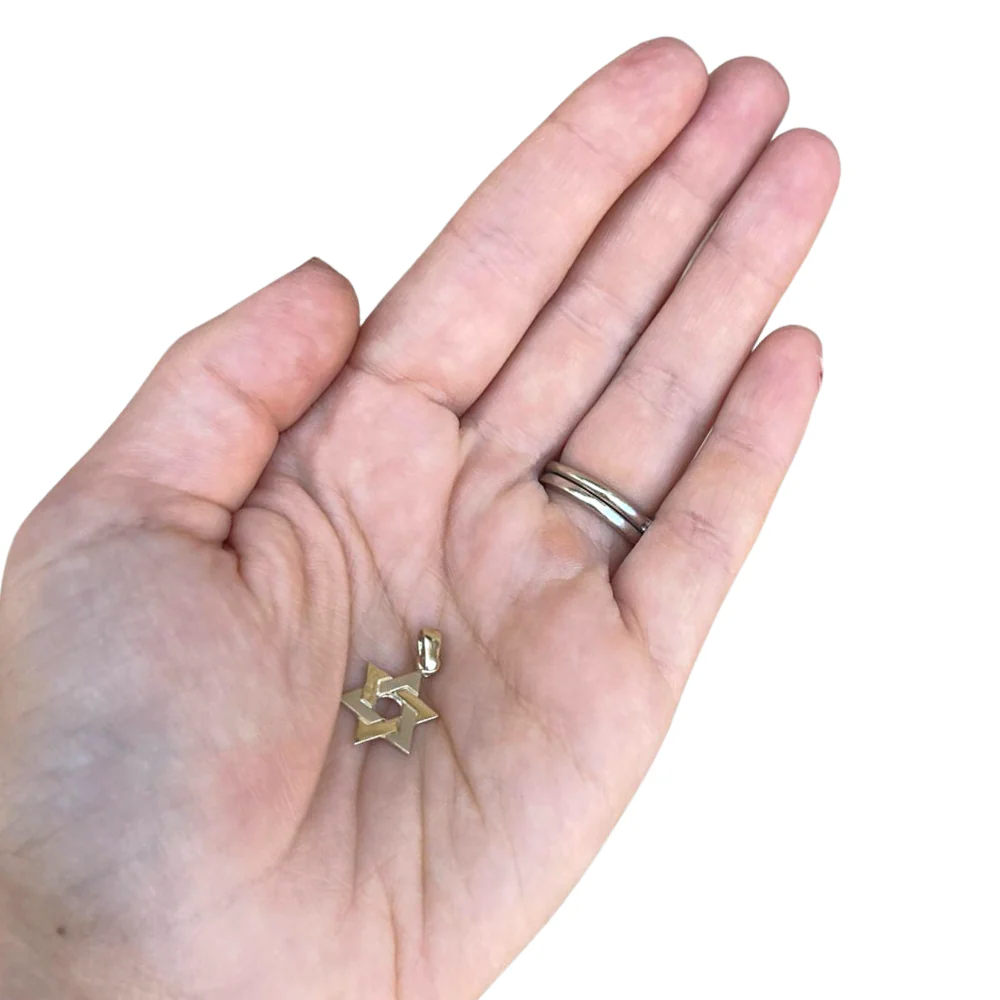 14k Gold Interwoven Star of David Pendant - Image 3