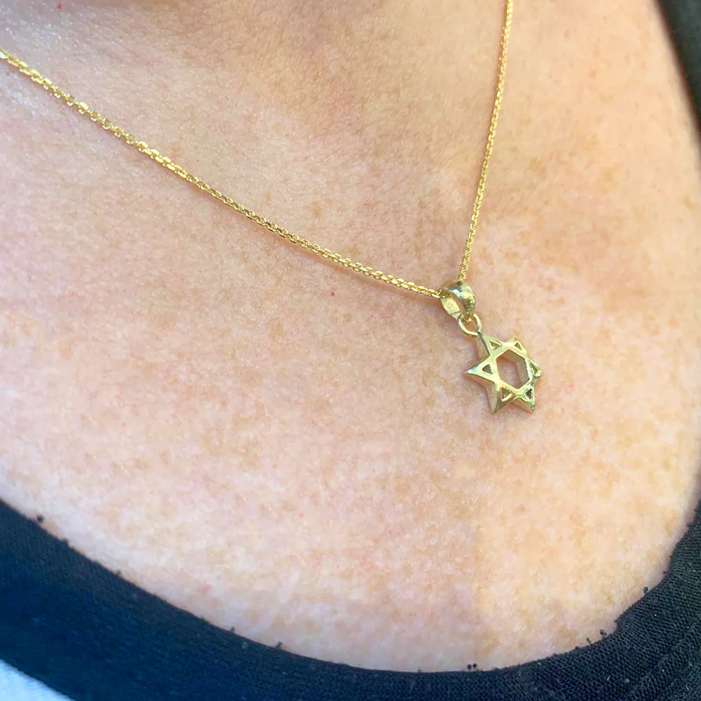 14K Gold Curved 3D Star of David Pendant - Image 6