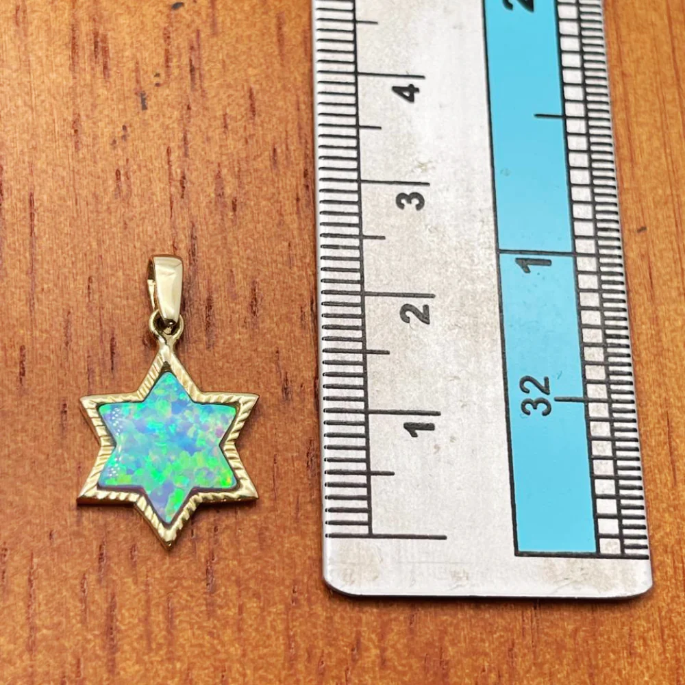 14k Gold Opal Star of David Pendant - Image 10