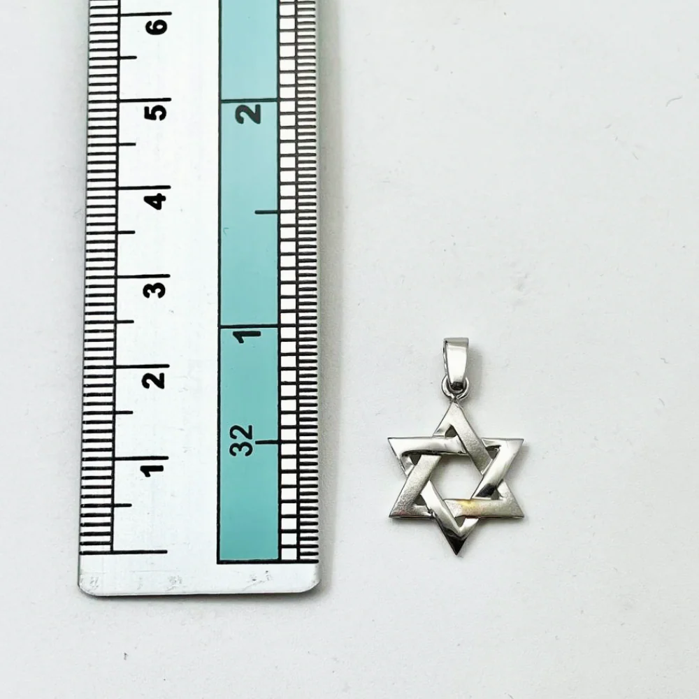14K White Gold Brushed Star of David Pendant - Image 4