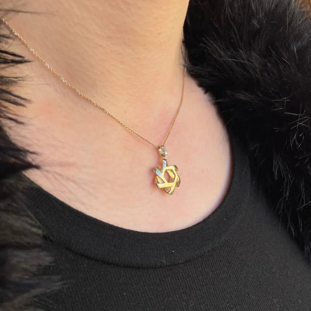 Pinwheel Star of David Pendant in 14k Gold - Image 5
